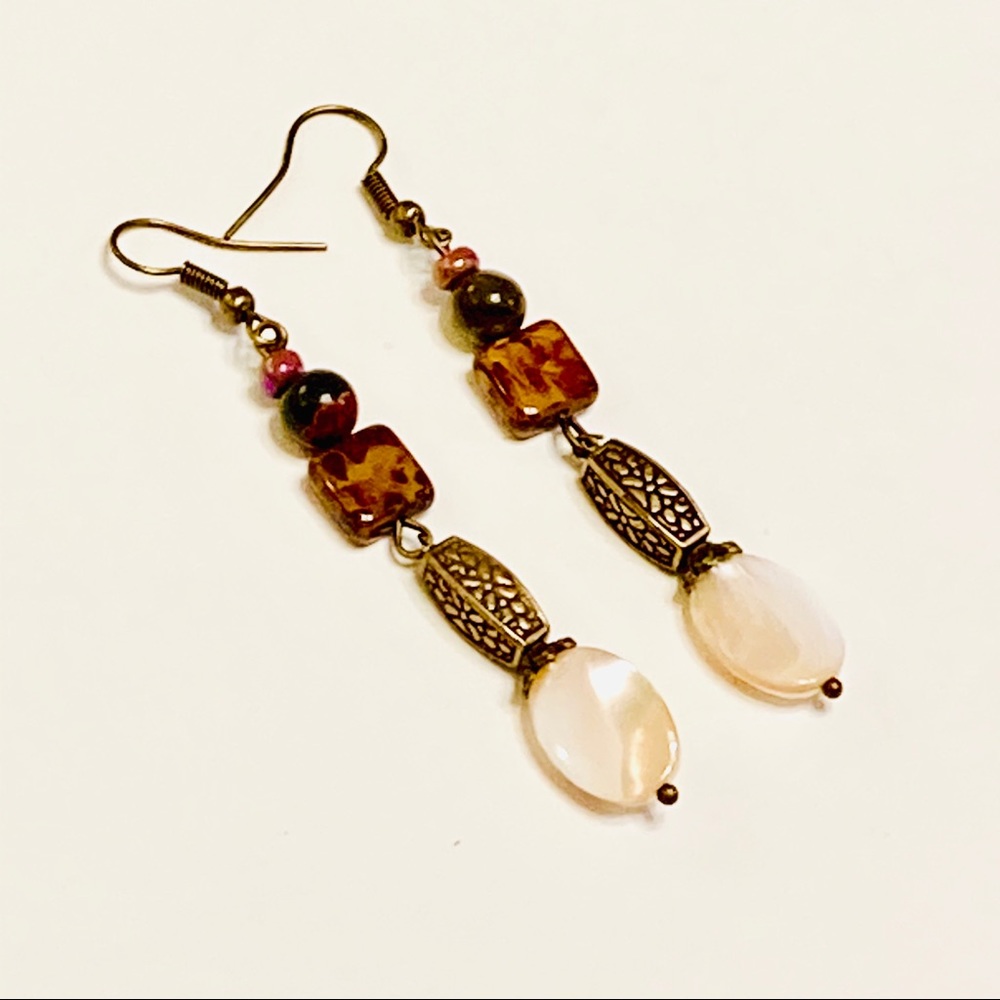 Natural Mother-of-Pearl Mixed-Media Earrings - Picture 9 of 9